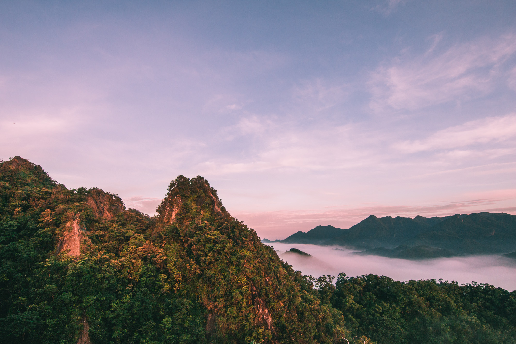 Views from Xiaozi Mountain on Cimu and Putou Mountains, Pingxi